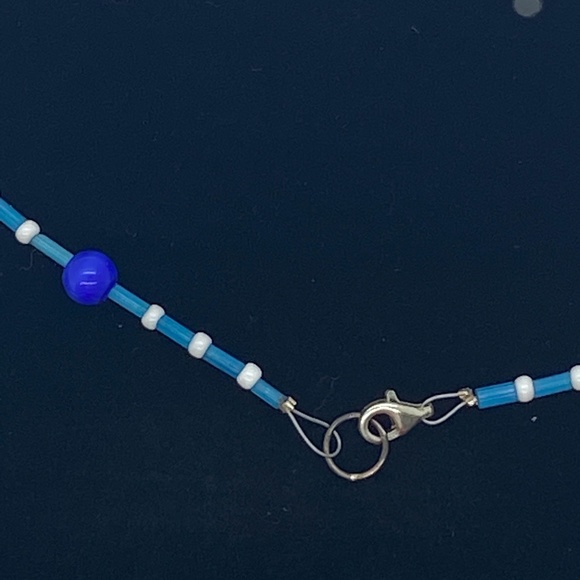 Children's Blue Beaded Cat Necklace - Picture 3 of 5